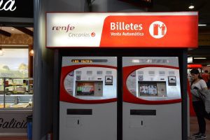 Madrid airport renfe train automated ticket machines