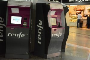 Madrid airport renfe train automated ticket machines