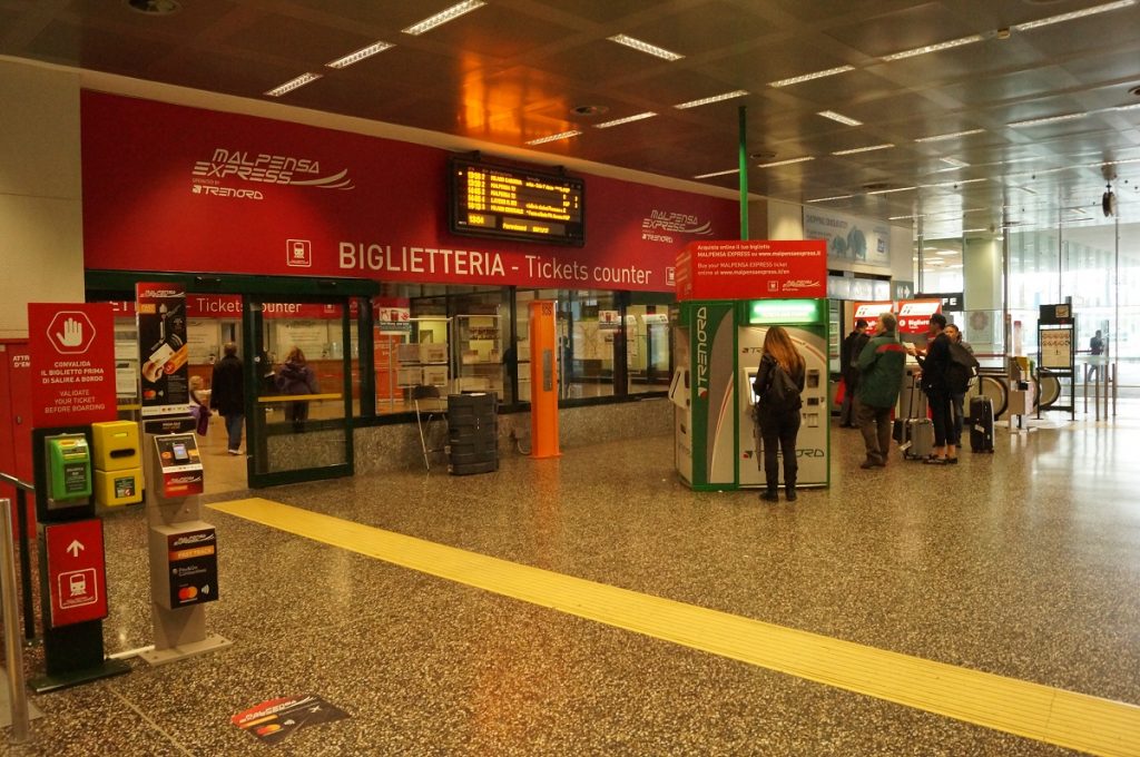 Milan airport Malpensa Express train ticket counter