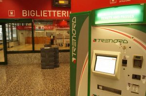Milan airport Malpensa Express train ticket machine Milan airport Malpensa Express automated train ticket machine
