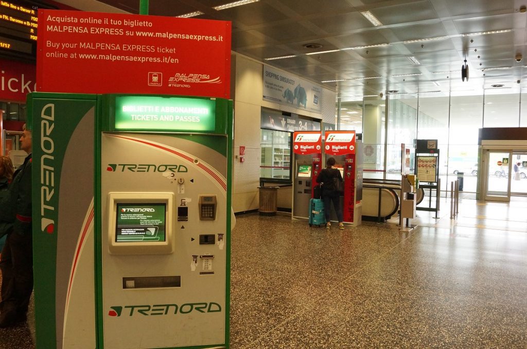 Milan airport Malpensa Express train ticket machine