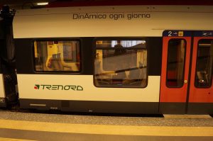Milan airport Malpensa Express train Milan airport Malpensa Express train waiting on the platform