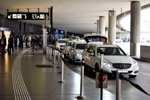 Vienna airport taxis Vienna airport white taxis lined up
