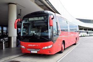 Vienna airport Slovak Lines bus Vienna airport Slovak Lines bus waiting on the platform