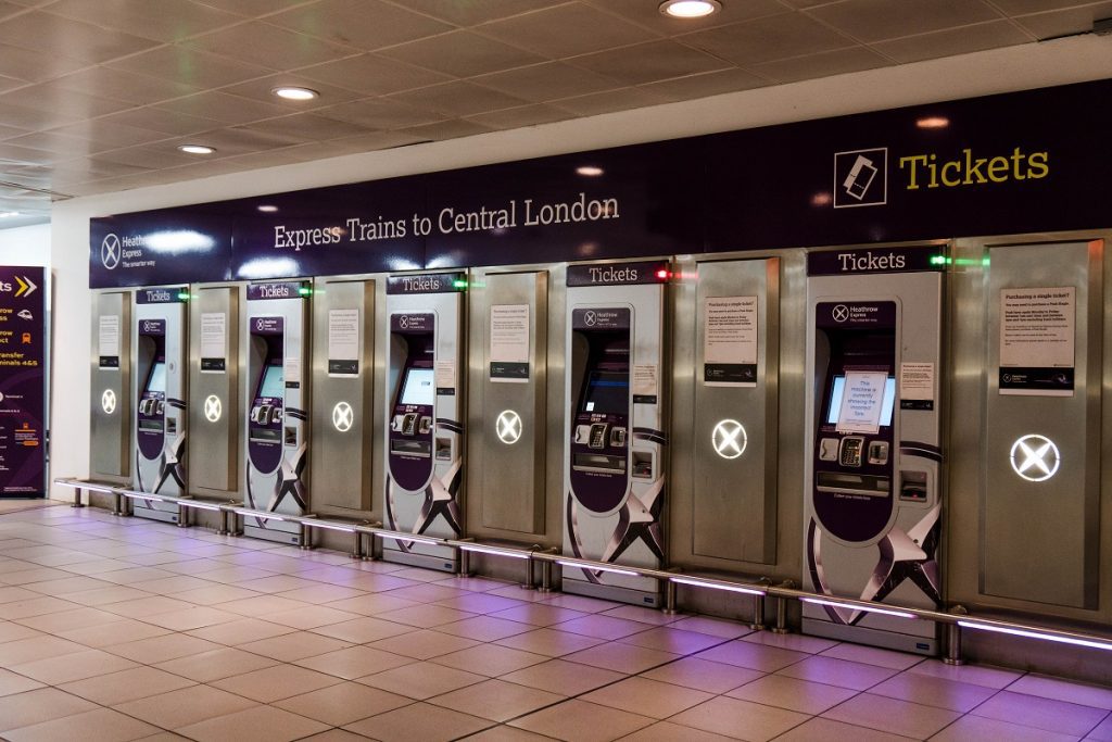 Heathrow Express automated train ticket machines