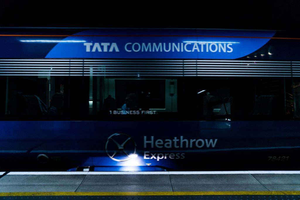 Heathrow Express train waiting on the platform