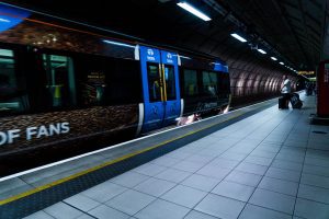 Heathrow Express train arriving at the platform