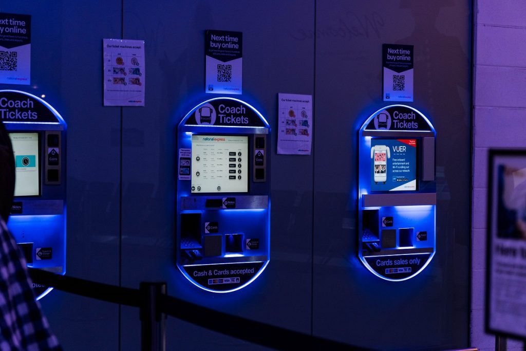 Heathrow airport automated National Express bus ticket machines