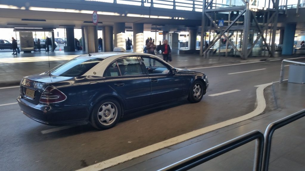 Macedonia airport blue taxi