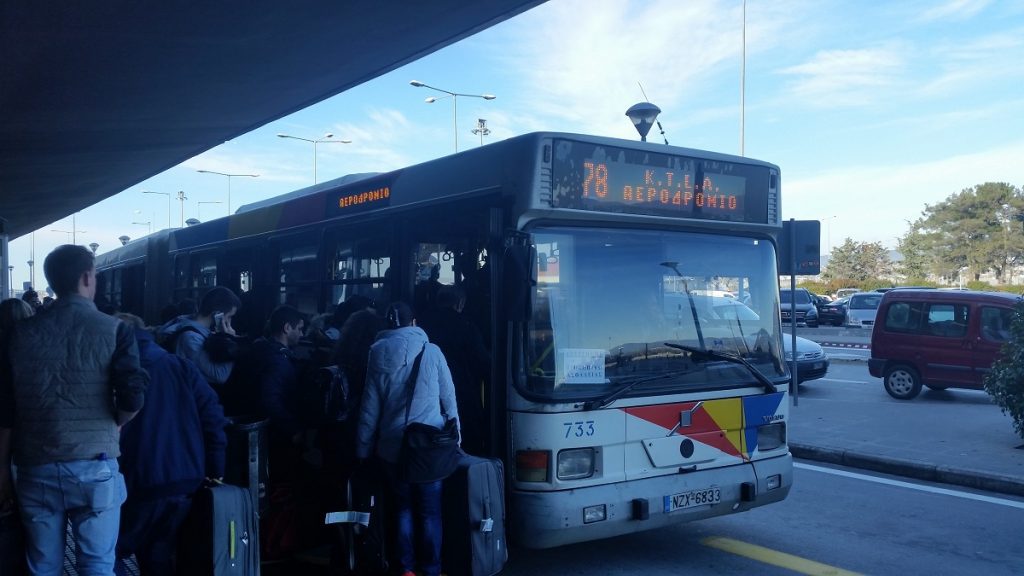Airport bus line 78 waiting on the platform