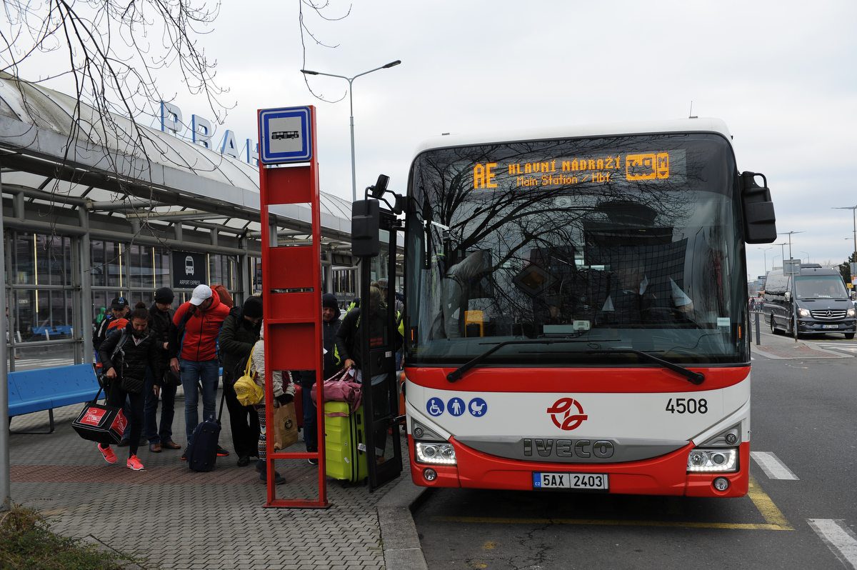 Airport Express bus waiting on the platform