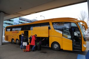 Prague airport Student Agency bus Prague airport Student Agency bus waiting on the platform