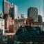 Cityscape of Boston with skyscrapers against a blue sky