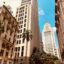 View of skyscrapers and older buildings in Sao Paulo with blue skies above.