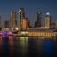 View of the Tampa convention center and skyline at night. Pre-book your taxi in Tampa and get to explore Tampa, Florida right away.