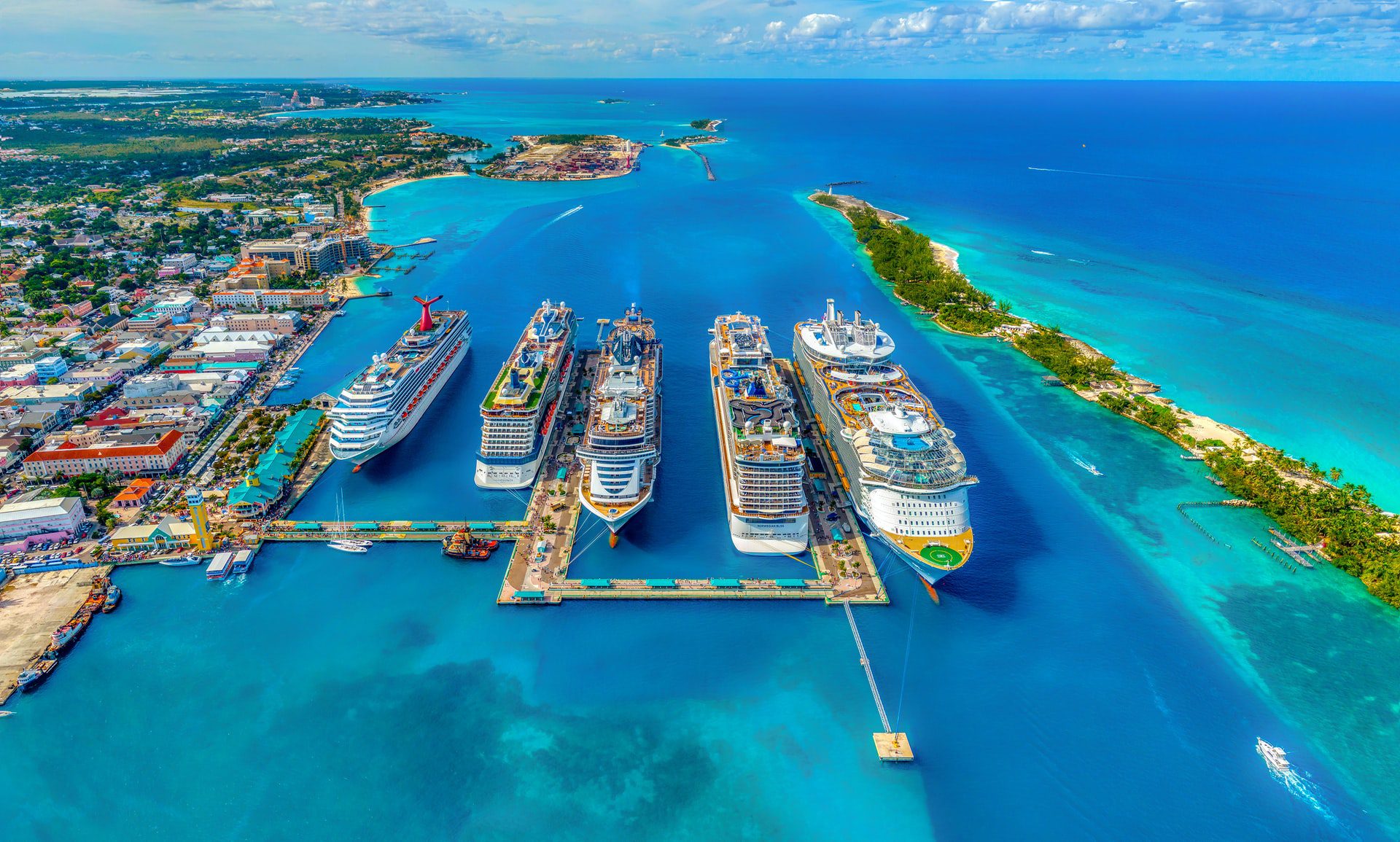 View of Cruise ships in Nassau, Bahamas