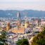aerial viw of Barcelona city with