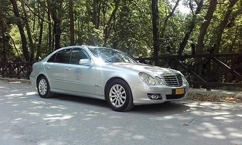 silver vehicle with yellow registration near a forest