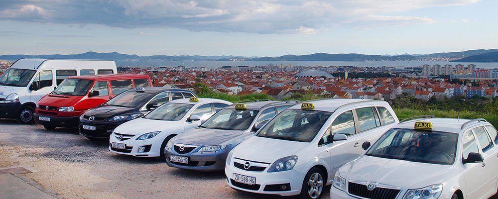 Zadar taxi Zadar taxis parked next to one another in different shapes, sizes and colours