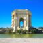 The Promenade du Peyrou in Montpellier photographed under a clear blue sky