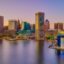 Baltimore skyline at dusk.