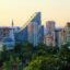 Ankara skyline with buildings and trees under a yellow sky.