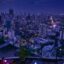 Night view of Phnom Penh city centre from the top of a terrace