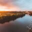Sunset over the river in Chester, UK.