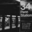 A black and white image of a sign at Penn Station, New York