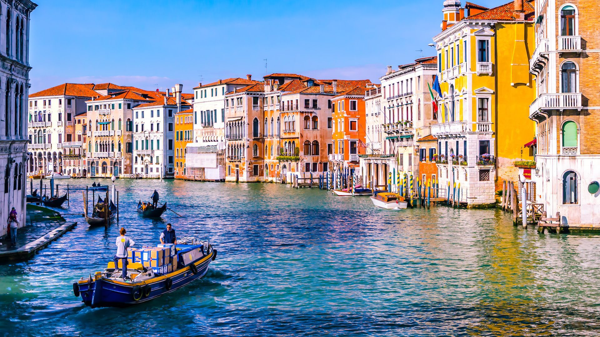 colorful homes along the water in Venice