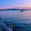 Colorful sunset over coastal bay of Bellingham, Washington State.