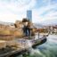 Waterway and buildings in Bilbao, Spain