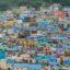 Densely packed colourful houses of a Busan neighbourhood.