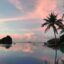 Sunset over the water from El Nido, Palawan, Philippines.