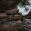 A photo of a rock formation in one of the many forests surrounding Augusta, GA.
