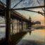 Water under a pier in Blackpool, UK.