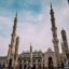 Mosque under a sunset in Madinah, Saudi Arabia.