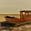 Boat on the shore near Swinoujscie, Poland.
