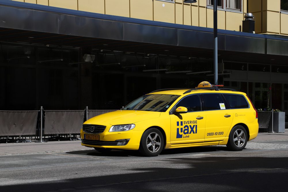 Lulea taxi Yellow taxi on the street in Lulea.