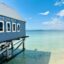 A cabin on a wooden jetty by the sea in Busselton.