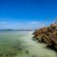 Bright blue sky over the coastal waters of Siesta Key, FL, USA.