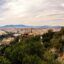 aerial view of Malaga from the hills looking down to the bright blue water