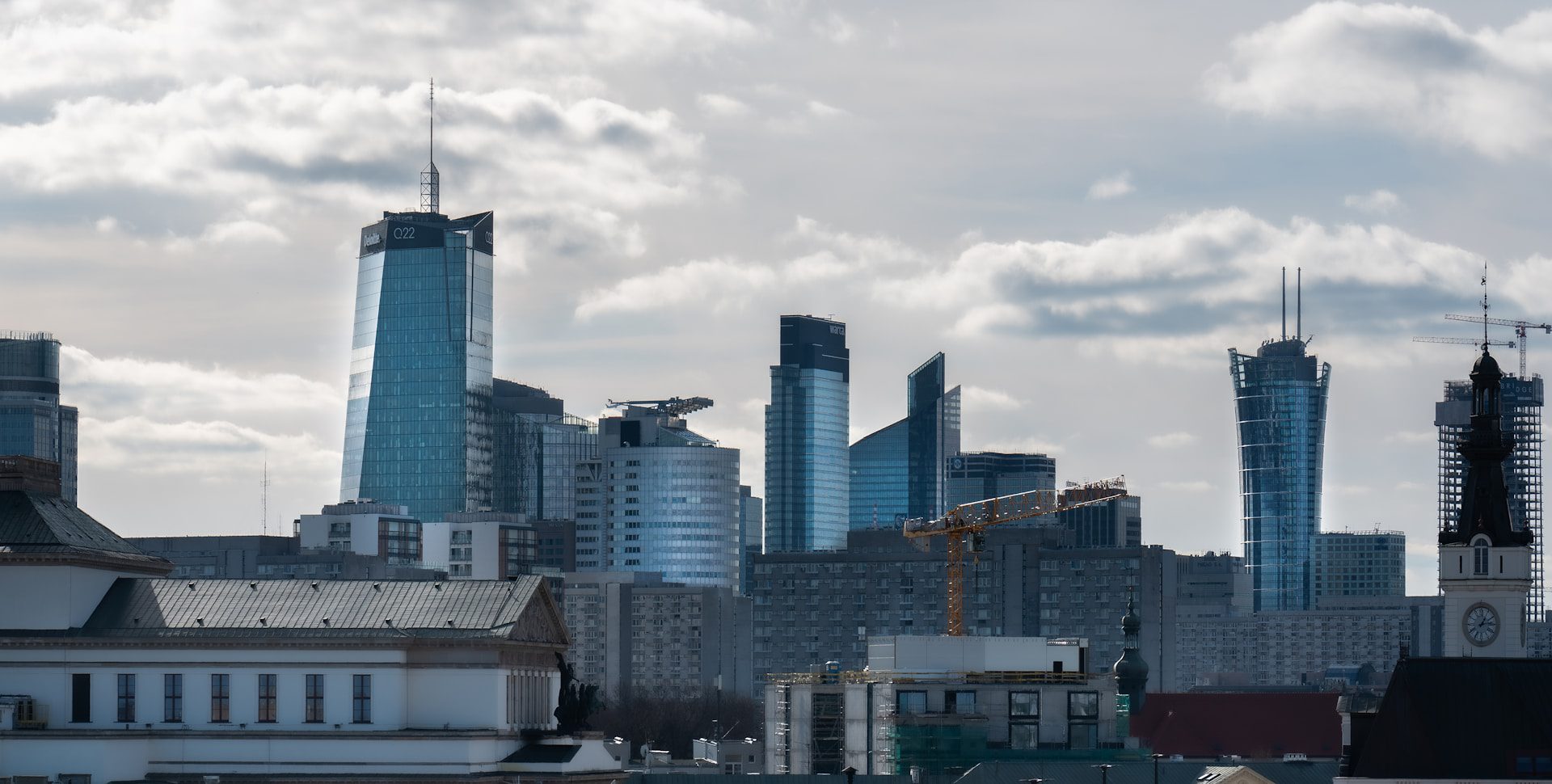Warsaw Airport Taxis A view of Warsaw city on a cloudy day/