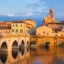 Rimini buildings and waterway.