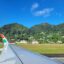 view down the wing of a plane