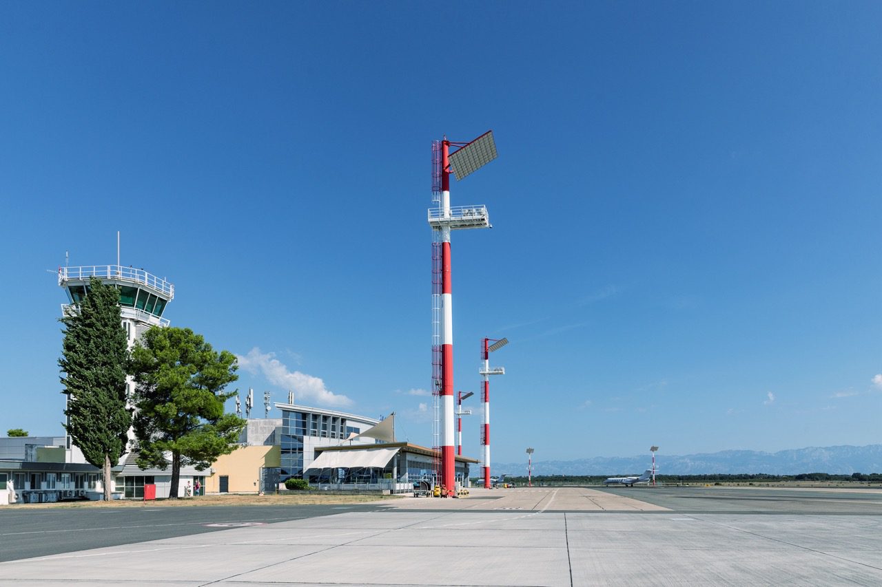 ZADAR, CROATIA - 2020, 17 August. Zadar airport, view from the runway. Zadar airport building.
