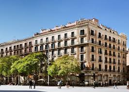 Sunny day, view of Hotel Colon from the street. 