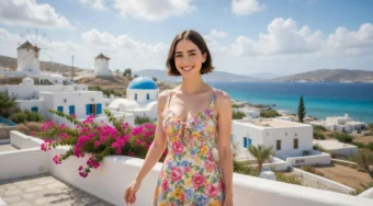 Emily in Paris filming in Mykonos